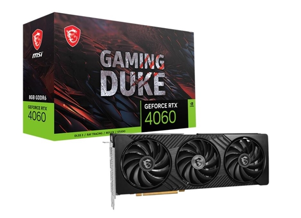 微星推出RTX 4060 8G DUKE 3X暗黑龍爵顯卡：純黑外觀、加入碳纖維飾紋