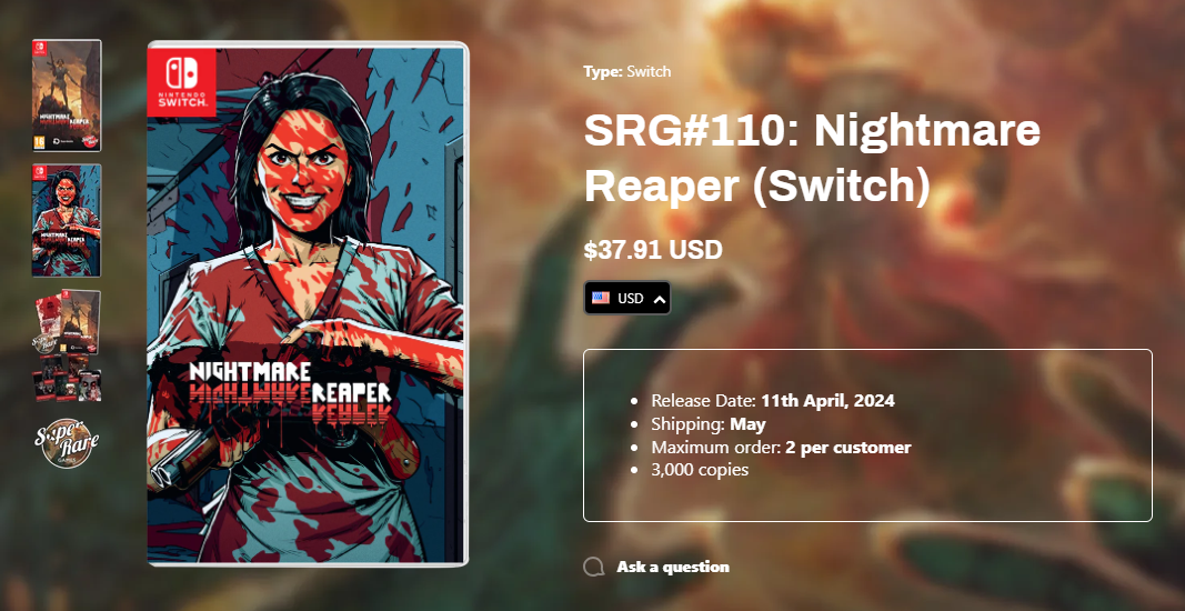 Steam特別好評復(fù)古射擊游戲《Nightmare Reaper》即將推出NS實體版