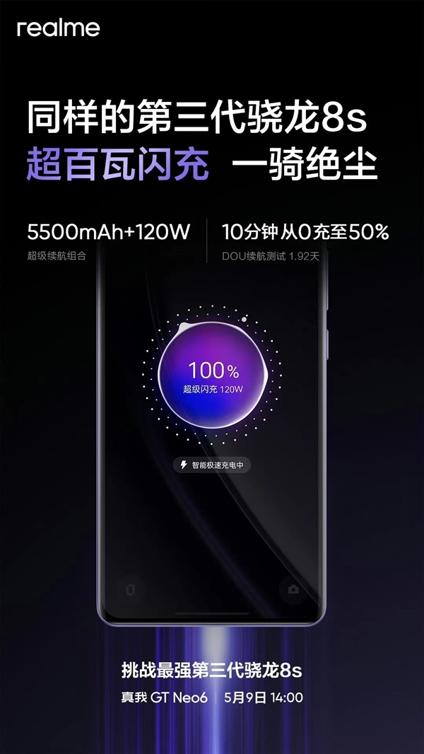 驍龍8s Gen3閃充之王！真我GT Neo6快充一騎絕塵