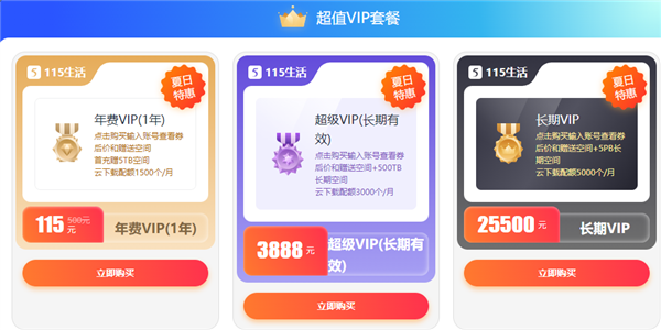 3888元！115網盤長期超級VIP特惠：500TB海量空間