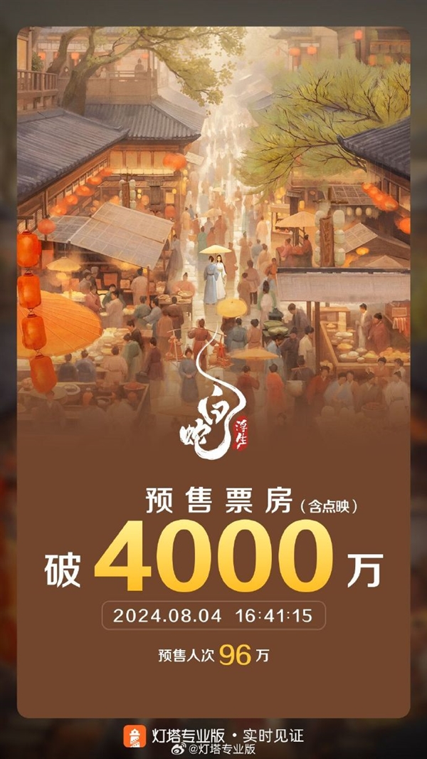 《白蛇：緣起》正統(tǒng)續(xù)作！《白蛇：浮生》預(yù)售票房破4000萬
