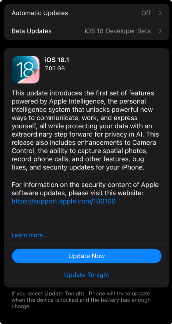 蘋(píng)果發(fā)布iOS 18.1準(zhǔn)正式版升級(jí)！緊急修復(fù)iPhone 16系列隨機(jī)重啟Bug