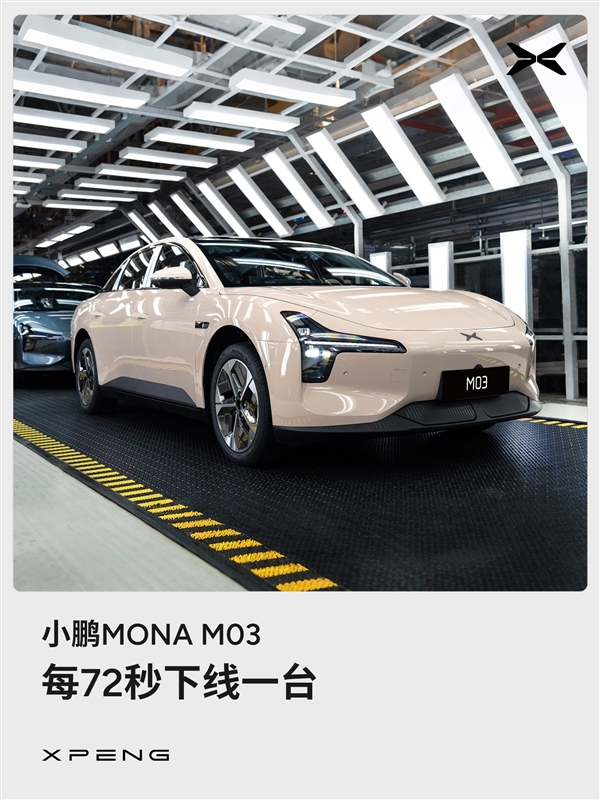 第50000臺小鵬MONA M03量產(chǎn)下線：當前每72秒可生產(chǎn)一臺